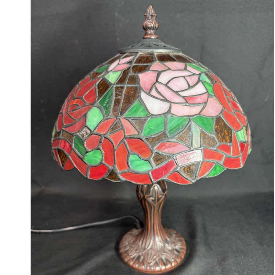 Bronze Effect Table Lamp With Tiffany Style Shade - VIN1231B