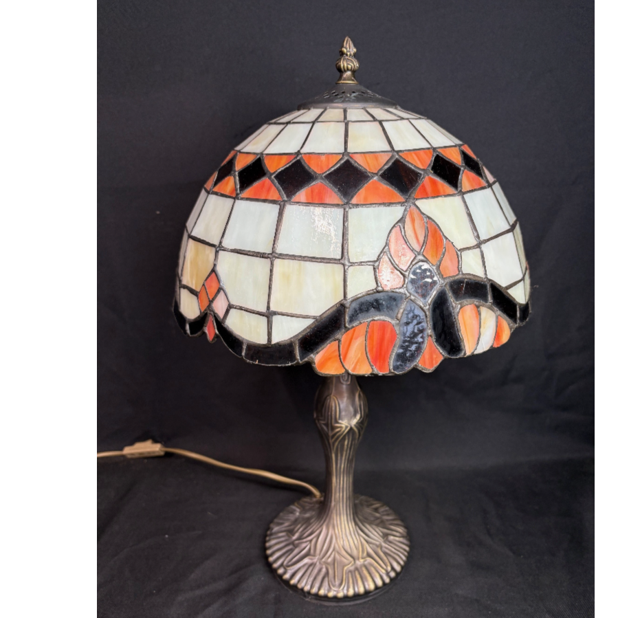 Bronze Effect Table Lamp With Tiffany Style Shade - VIN1231F