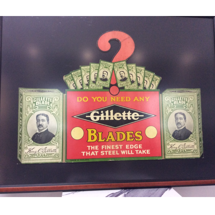 Antique Rare Framed Gillette Display Card VIN194A