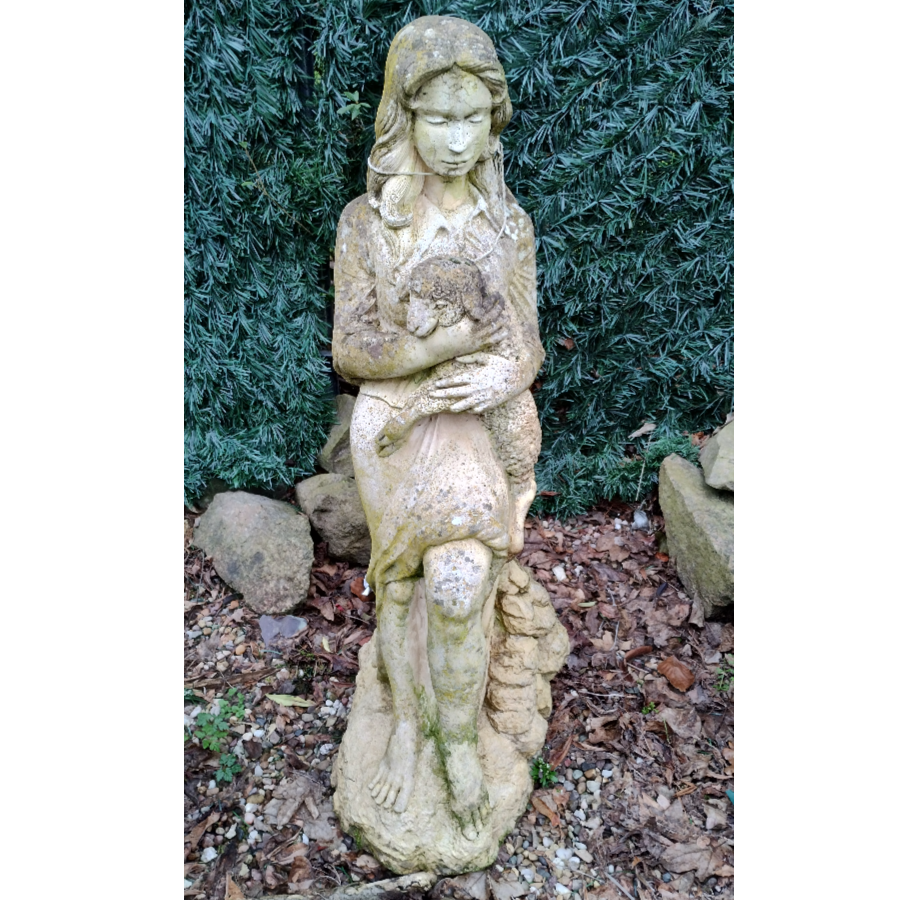 Lady Sitting With Dog Statue - VIN1057E