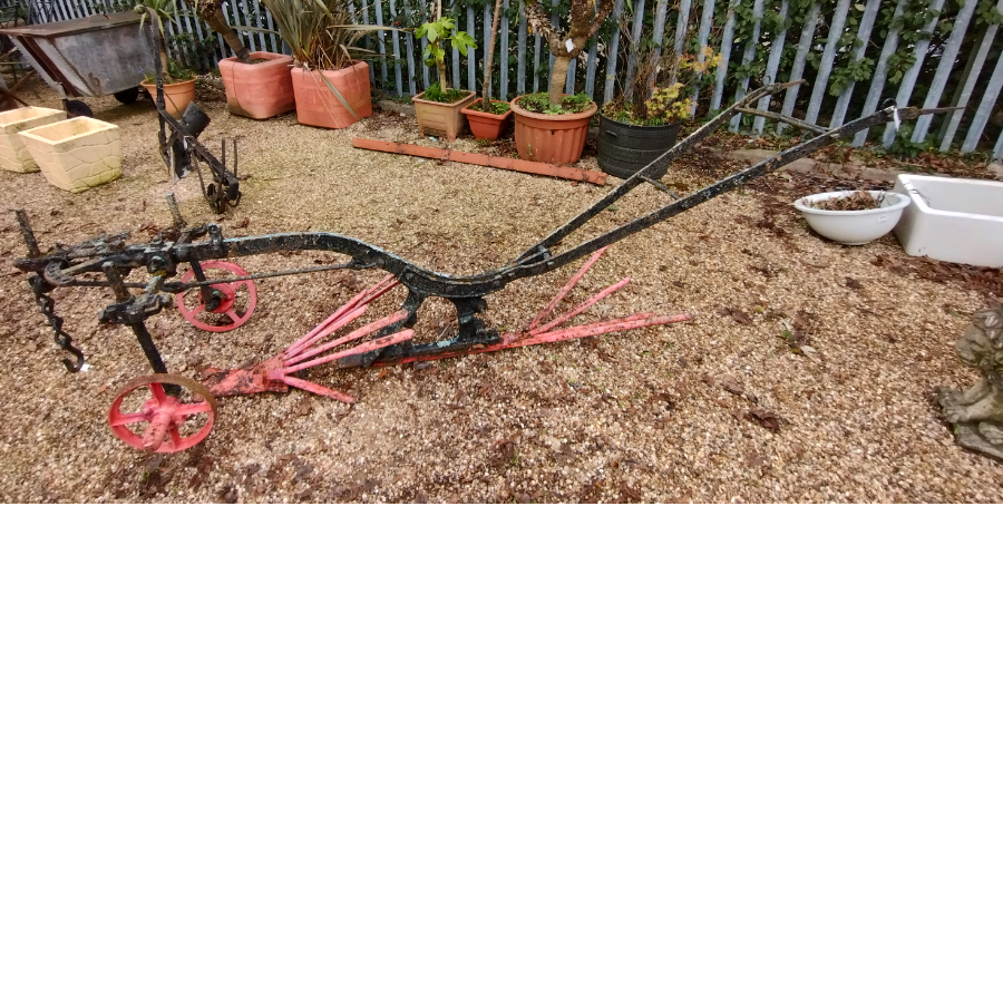 Vintage Cast Iron Horse Drawn Plough - VIN1112F