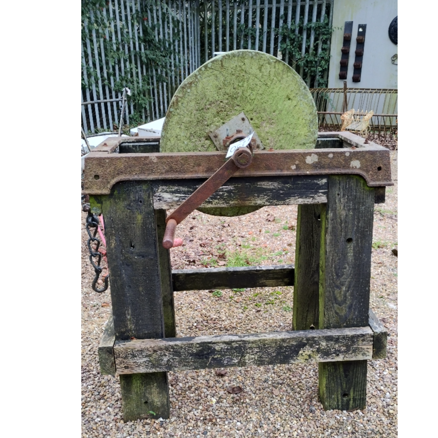 Antique Hand Operate Whetstone Grinding wheel - VIN1057H