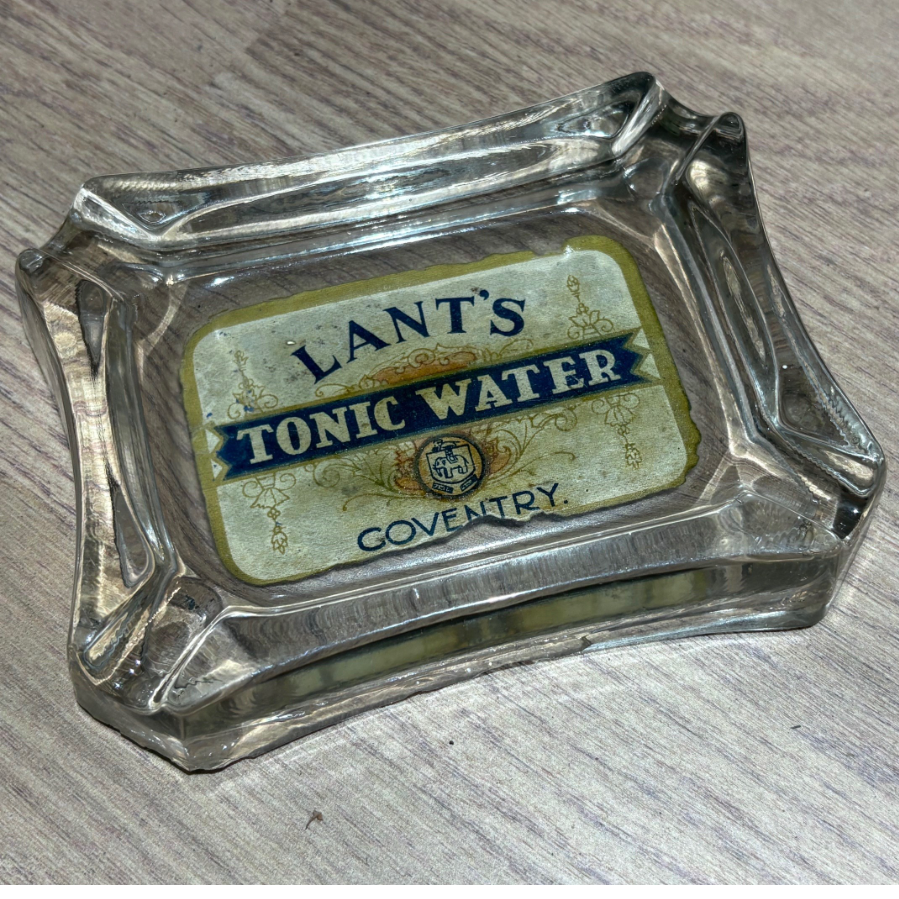 Vintage Glass Ashtray Advertising 'Lant's Tonic Water' From Coventry - VIN1240K Vintage Glass Ashtray Advertising 'Lant's Tonic Water' From Coventry - VIN1240K