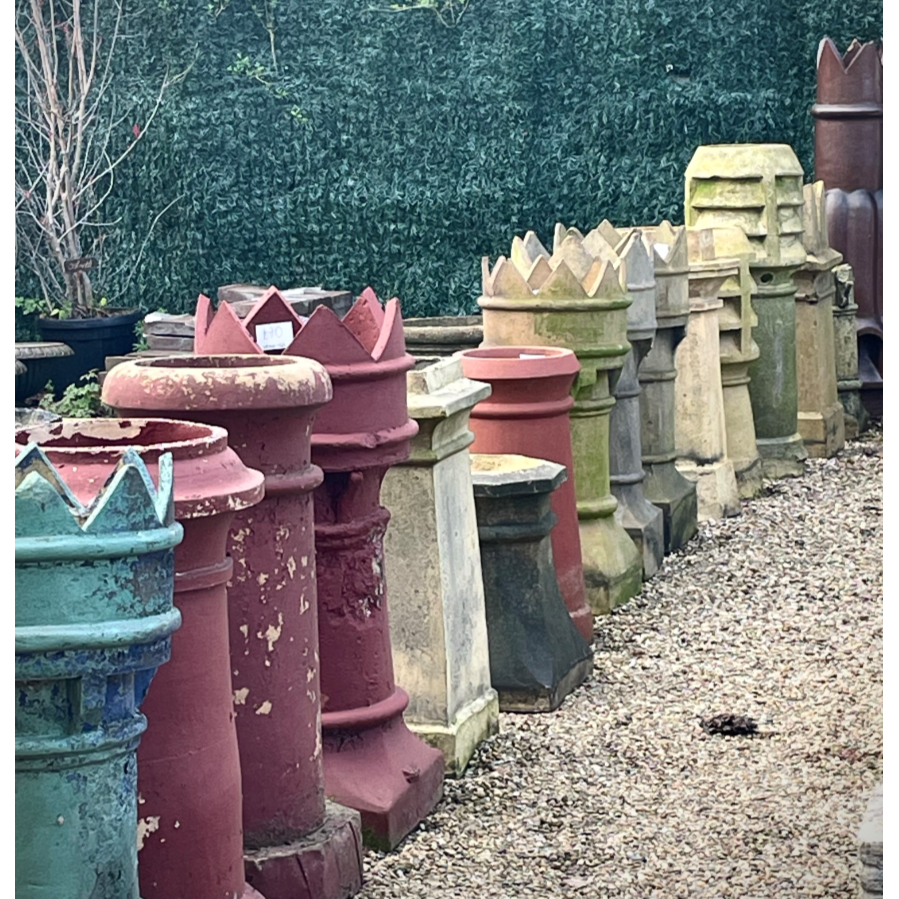 A striking collection of reclaimed chimney pots.
