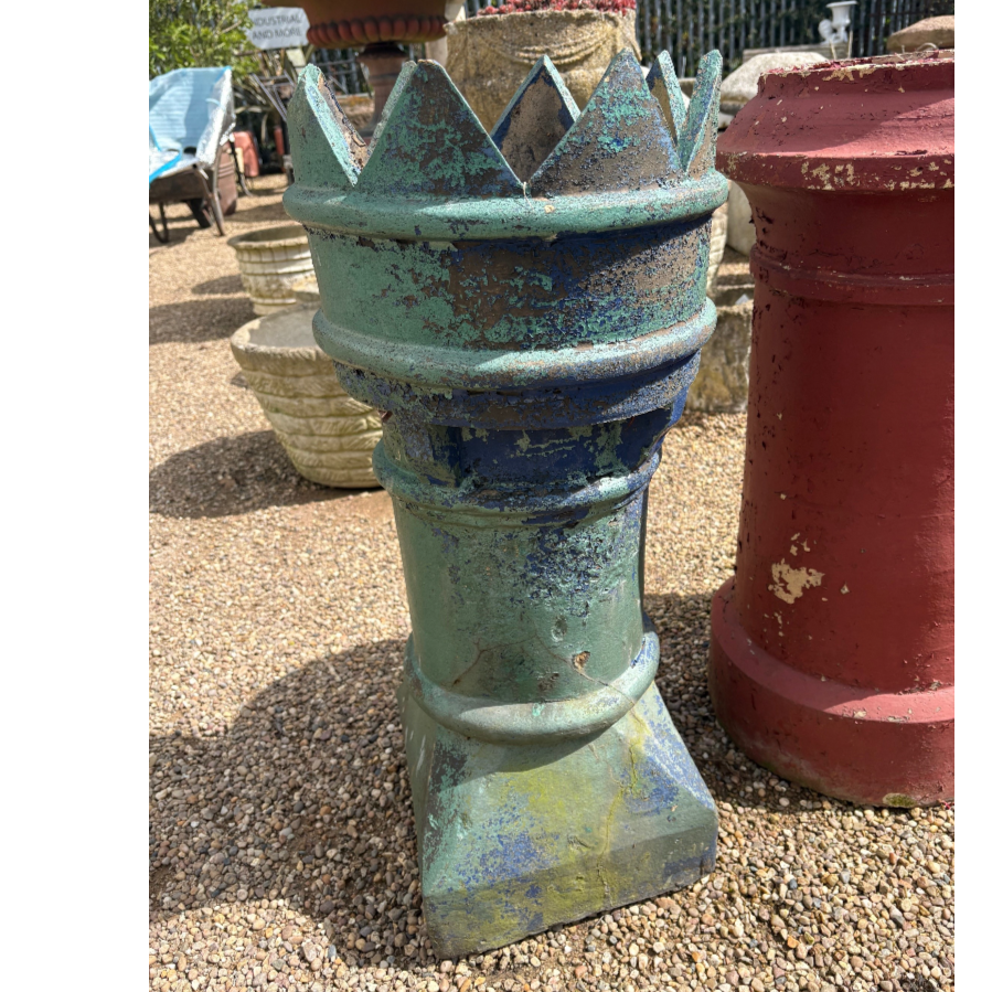 Original Victorian 19th Century Rare Coloured Green Crown Chimney Pot - VIN1248G Original Victorian 19th Century Rare Coloured Green Crown Chimney Pot - VIN1248G