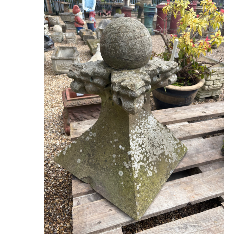 Antique Carved Stone Finial - VIN1249H Antique Carved Stone Finial - VIN1249H