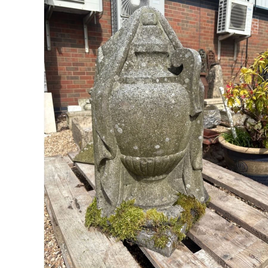 Original Victorian Carved Granite Cloaked Urn - VIN1249L Original Victorian Carved Granite Cloaked Urn - VIN1249L