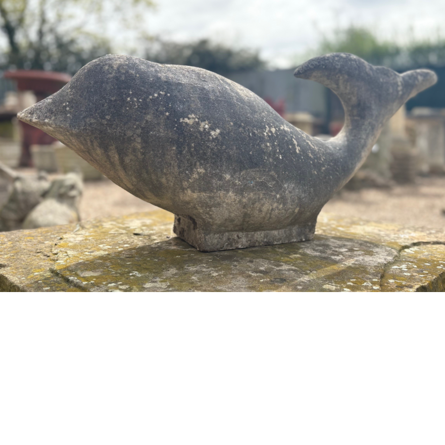 Large And Unusual Carved Stone Dolphin - VIN1249K Large And Unusual Carved Stone Dolphin - VIN1249K