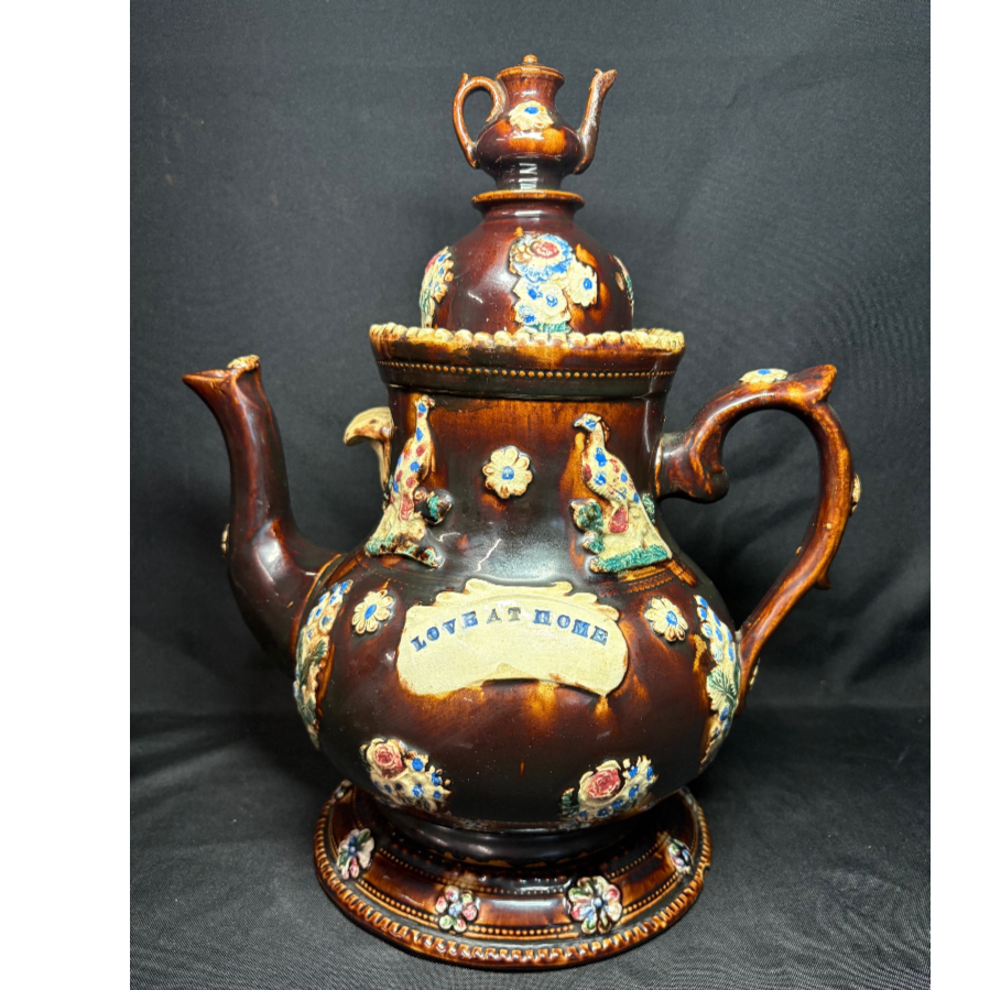 Victorian Measham Bargeware Extra Large Tea-pot & Stand - VIN1243M