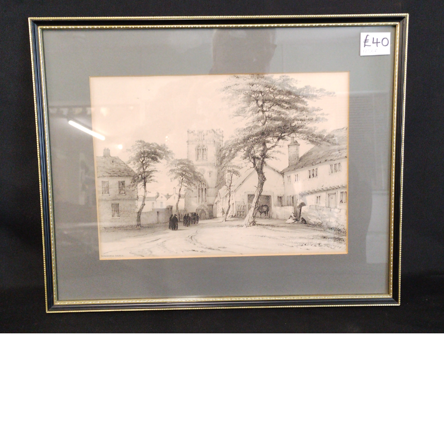 Lithograph Of Dunchurch Church, Dunchurch, Warwickshire -  VIN1250R