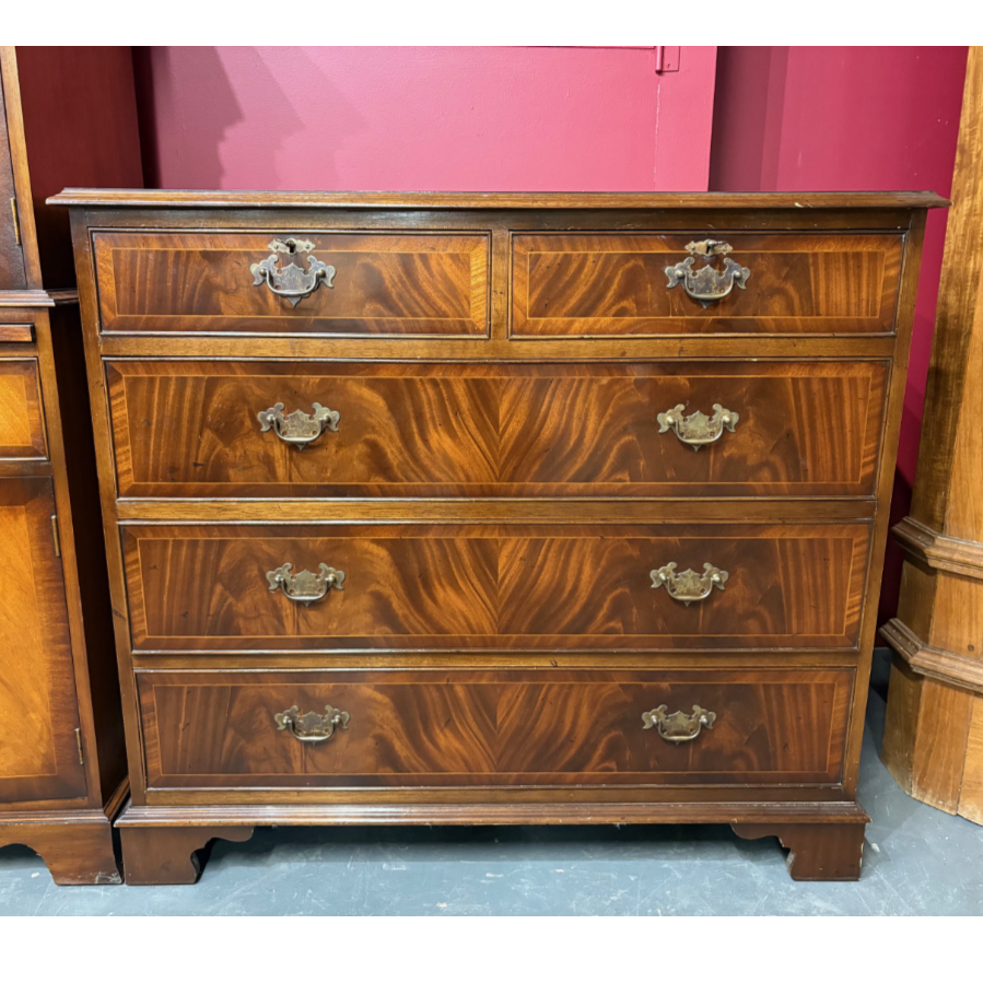 Vintage Set Of Two Lockable Drawers With Keys Over Three Full Width Drawers - VIN1246H