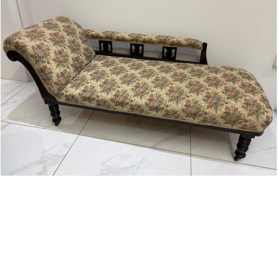 Antique late Victorian upholstered chaise longue - VIN1251X