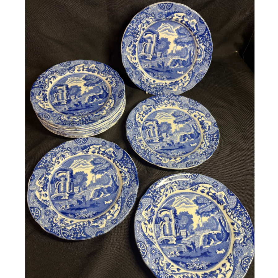 Set 12 Copeland Italian Spode Blue & White Side plates