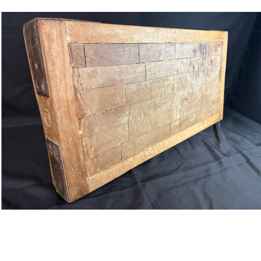 Antique And Original Butchers Block With Original Iron Corner Straps - VIN1250B