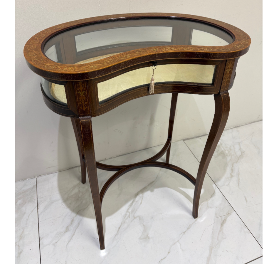 Antique Kidney Shaped Curios Display Cabinet - VIN1246G