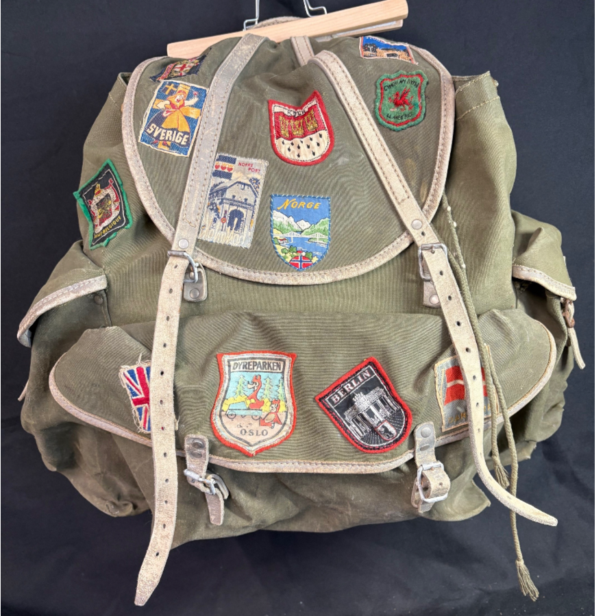 1940’s Norwegian Canvas Backpack With Old Original Badges - VIN1251L