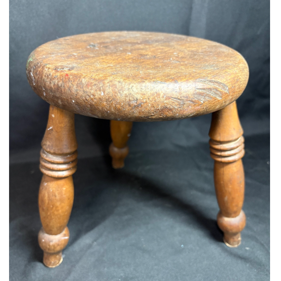 Antique Rustic Wooden Milking Stool - VIN1165J