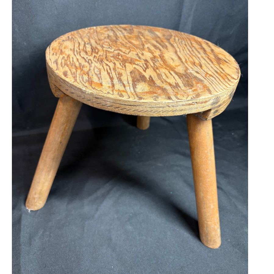 Antique Three-Legged Wooden Milking Stool - VIN1027W