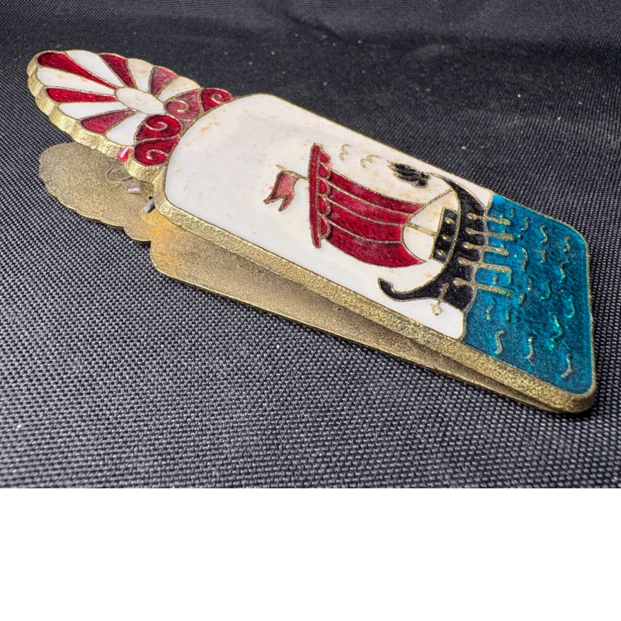 Vintage Greek Nautical Enamel Brass Paper Clip - VIN862B Vintage Greek Nautical Enamel Brass Paper Clip - VIN862B