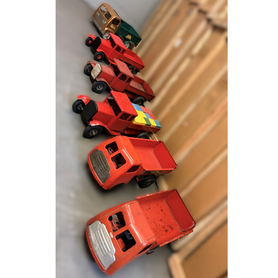 Vintage Pressed Tin Tri-Ang Toy Trucks & Utility Vehicles by Line Bros Ltd Vintage Pressed Tin Tri-Ang Toy Trucks & Utility Vehicles by Line Bros Ltd