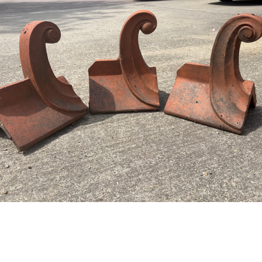 Old Decorative Red Clay Swan Neck Finials - VIN1255D - 3 Available Old Decorative Red Clay Swan Neck Finials - VIN1255D - 3 Available