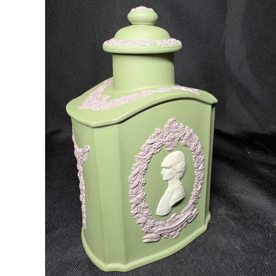 Wedgwood Tricolour Jasperware Diana Charles Royal Wedding Tea Caddy - VIN1258R