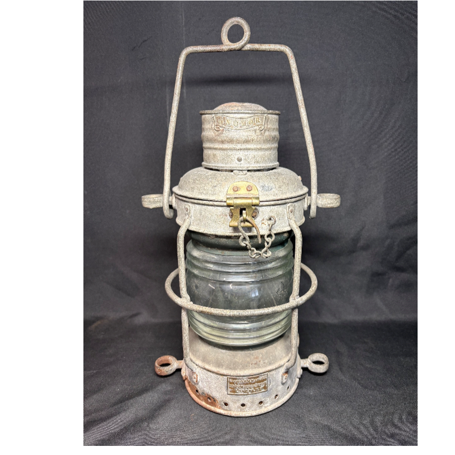 Antique Captain O M Watts Ships Oil Anchor Lantern - VIN1262D Antique Captain O M Watts Ships Oil Anchor Lantern - VIN1262D
