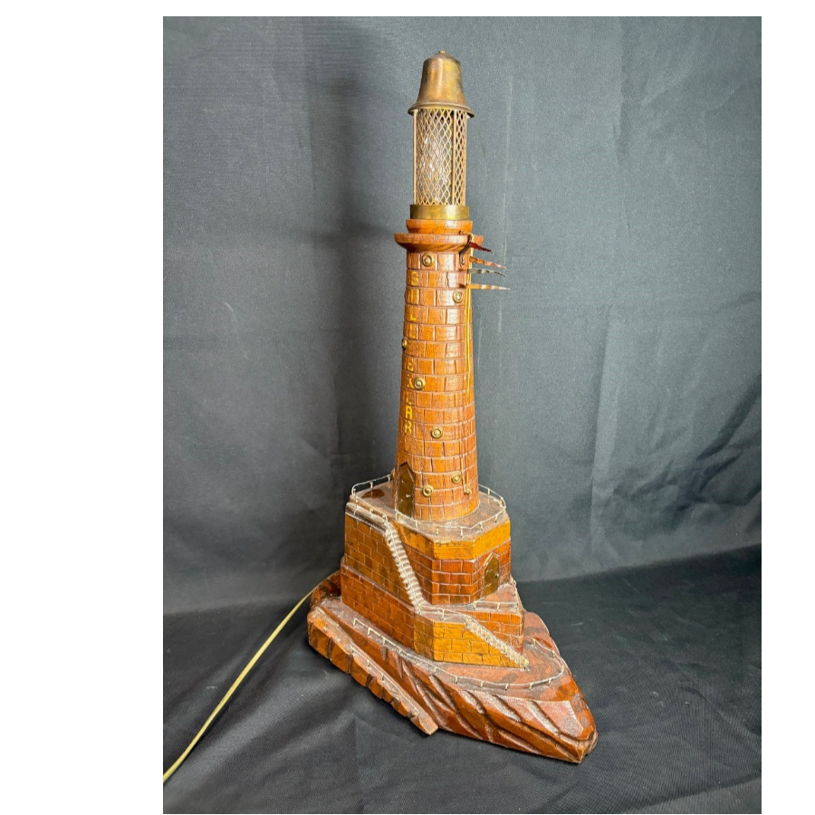 Vintage Carved Lighthouse Lamp - VIN1263D