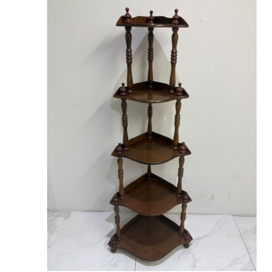 Vintage 5 Tier Wooden Corner Display Shelf / Whatnot Stand - VIN1259M Vintage 5 Tier Wooden Corner Display Shelf / Whatnot Stand - VIN1259M