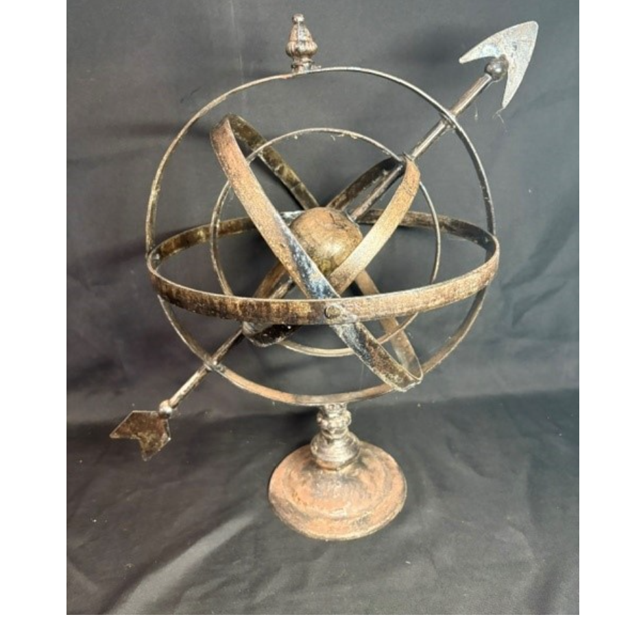 Vintage Rustic Armillary Circular Sundial Sculpture - VIN1262S Vintage Rustic Armillary Circular Sundial Sculpture - VIN1262S