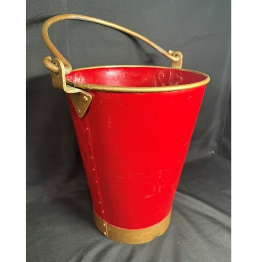 Vintage Industrial Red Metal Bucket - VIN1213Y Vintage Industrial Red Metal Bucket - VIN1213Y