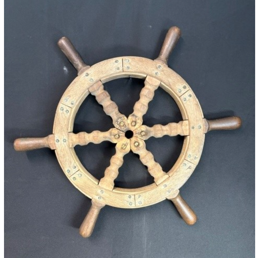 Vintage 6-Spoke Wooden Ships Wheel - VIN1270R Vintage 6-Spoke Wooden Ships Wheel - VIN1270R