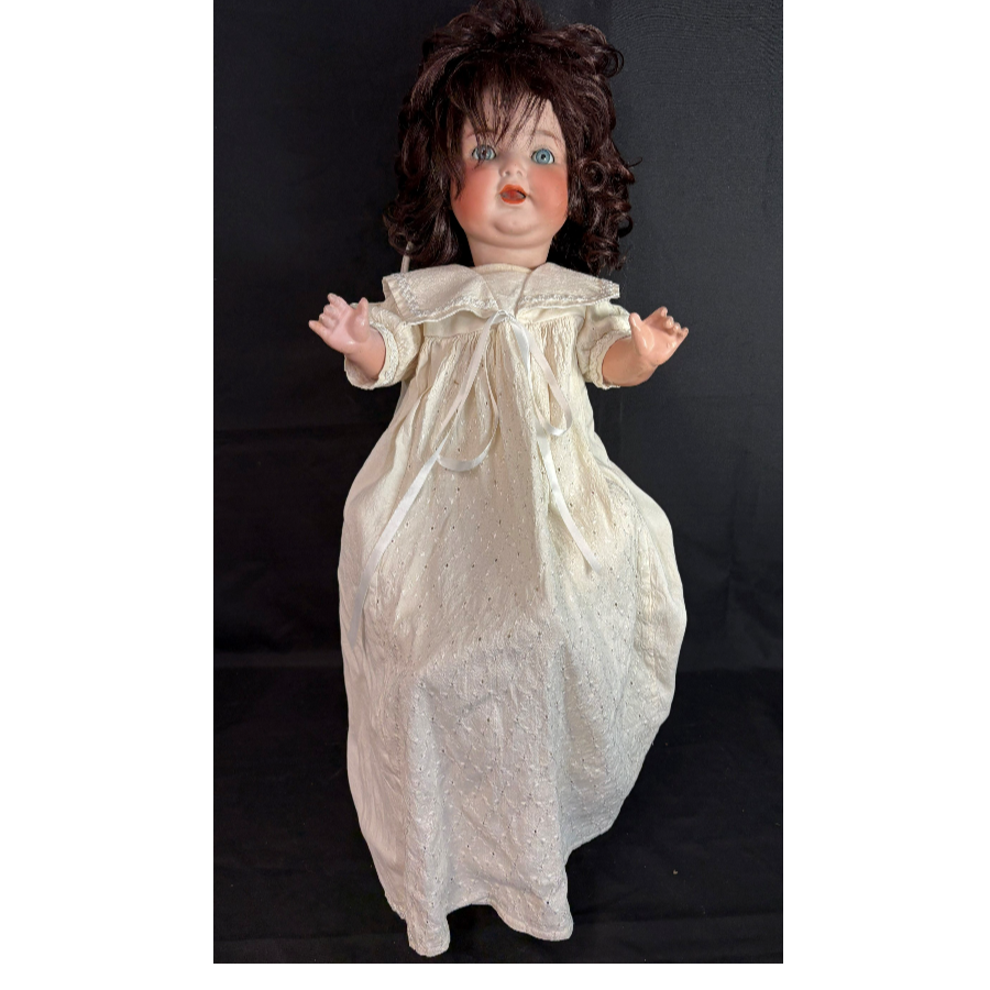 Antique Bisque Cuno & Otto Dressel No 11 Doll & Metal Chair - VIN1280M Antique Bisque Cuno & Otto Dressel No 11 Doll & Metal Chair - VIN1280M