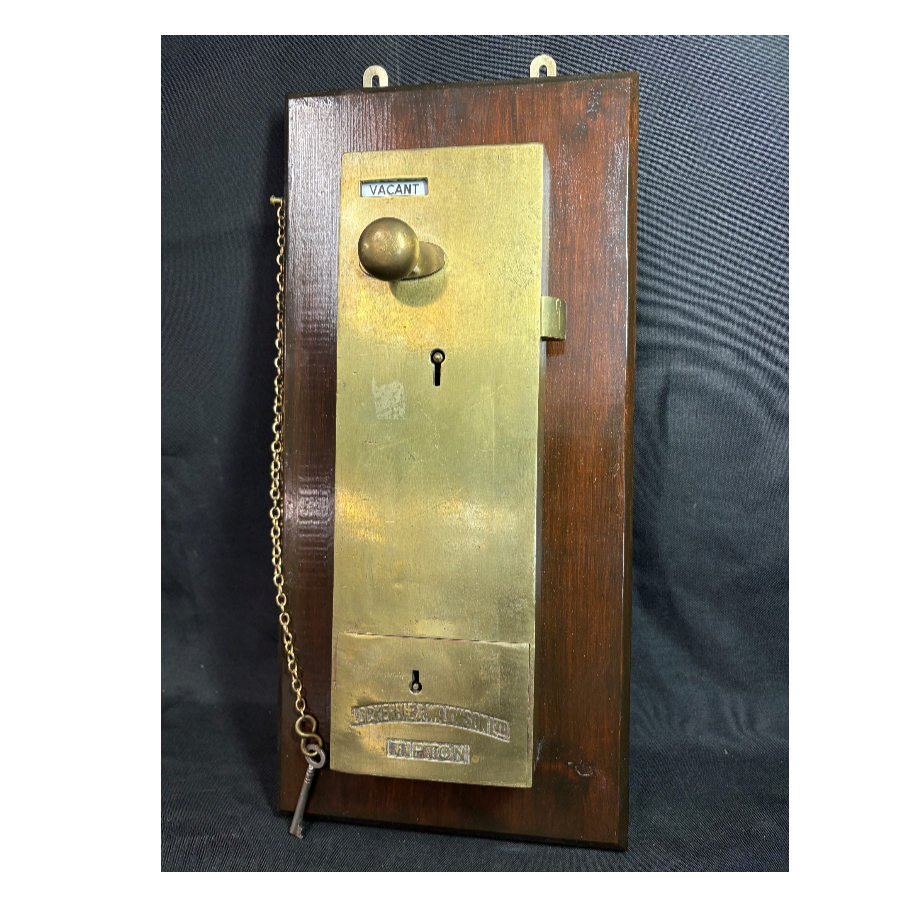 Original brass “Spend a penny” coin operated public toilets door lock - VIN1264G Original brass “Spend a penny” coin operated public toilets door lock - VIN1264G