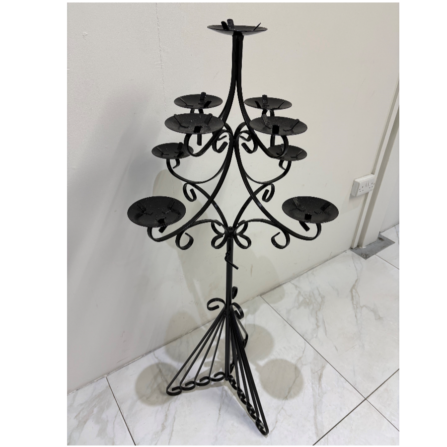 Traditional gothic religious tall, wrought iron multi-tier candelabra - VIN1276H Traditional gothic religious tall, wrought iron multi-tier candelabra - VIN1276H