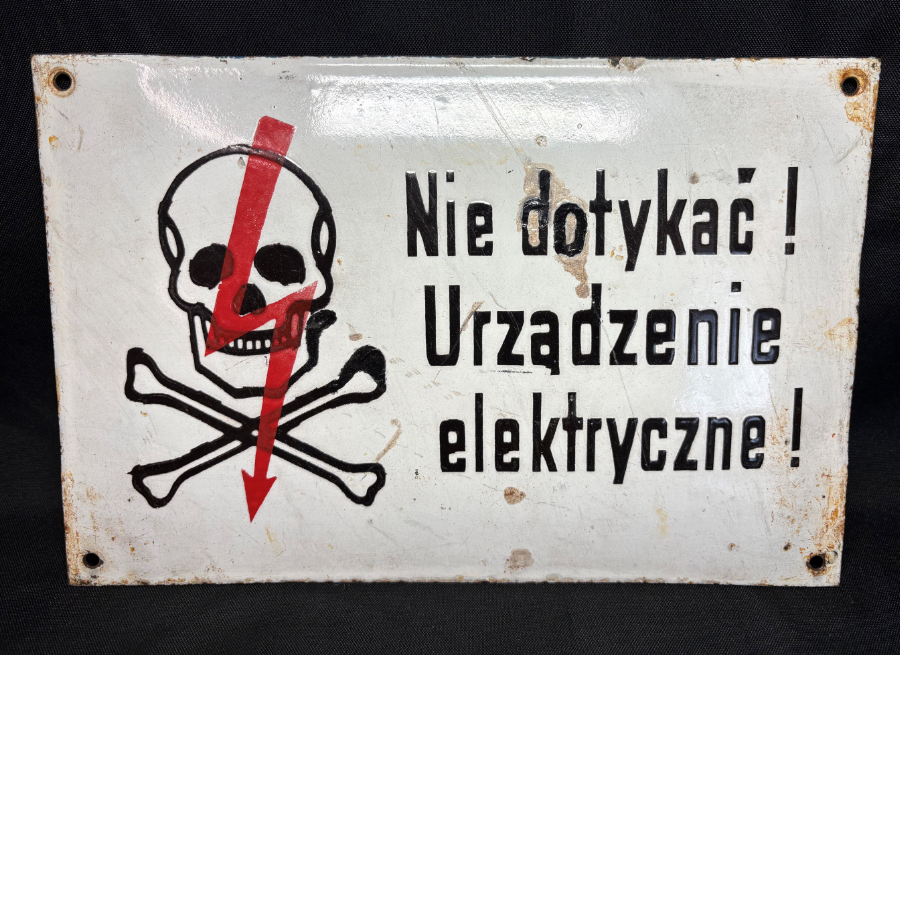 Vintage Polish Enamel Danger Sign Vintage Polish Enamel Danger Sign