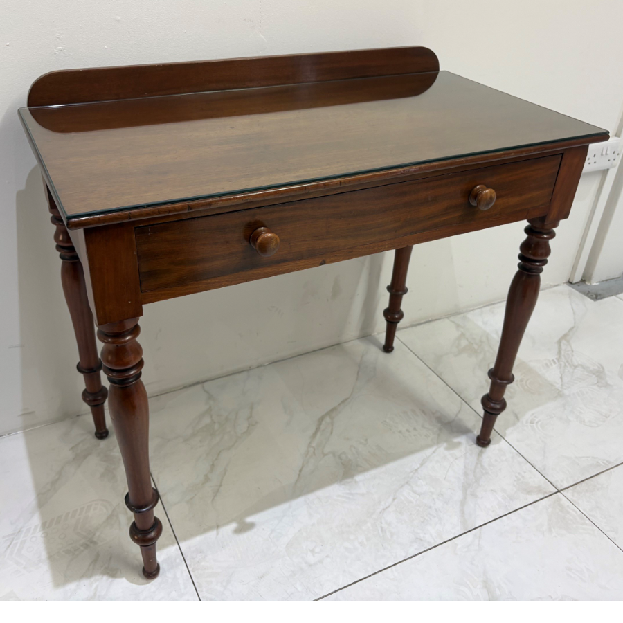 Victorian Mahogany Glass Topped Writing Desk / Side Table - VIN1286P Victorian Mahogany Glass Topped Writing Desk / Side Table - VIN1286P