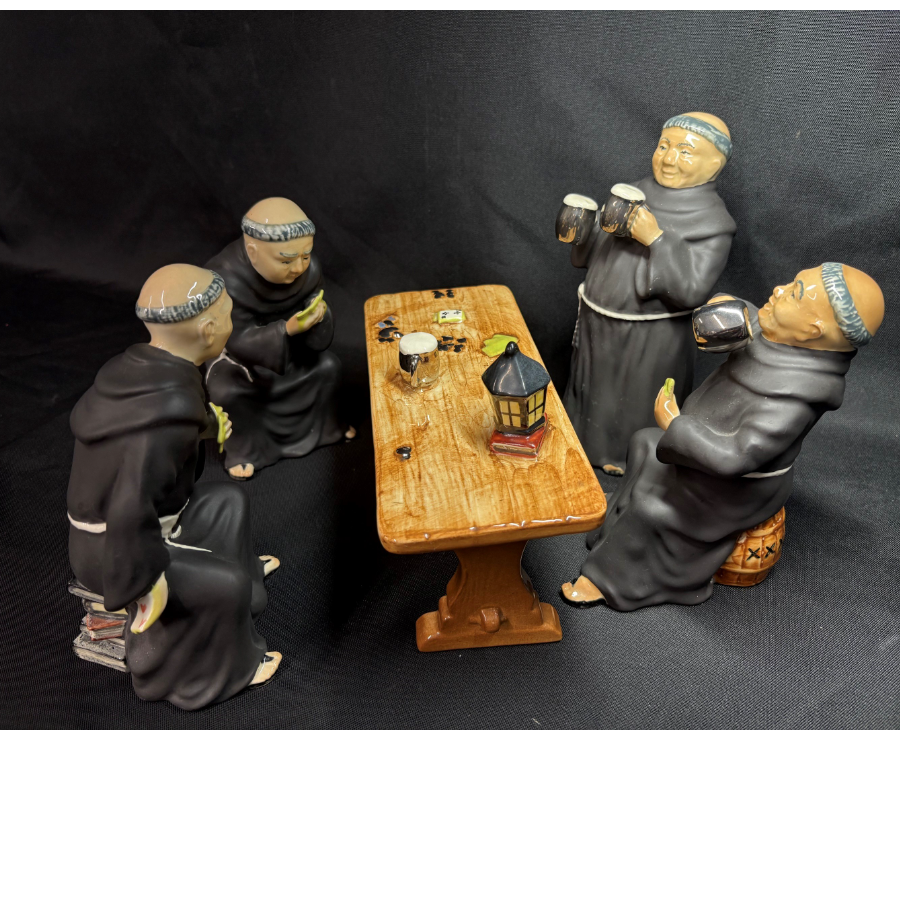 Jovial Monks Pottery Figurine Set - VIN1287B Jovial Monks Pottery Figurine Set - VIN1287B