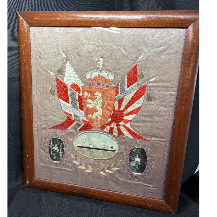 1936 Japanese Maritime Silk Embroidery “MT Elise” - VIN1251G 1936 Japanese Maritime Silk Embroidery “MT Elise” - VIN1251G