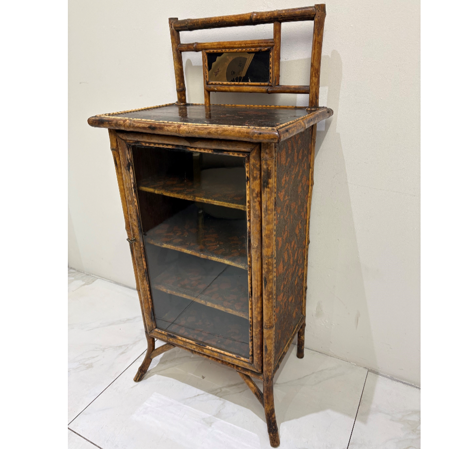 Antique 19th-Century Victorian Aesthetic Movement Glazed Bamboo Cabinet - VIN1289F Antique 19th-Century Victorian Aesthetic Movement Glazed Bamboo Cabinet - VIN1289F