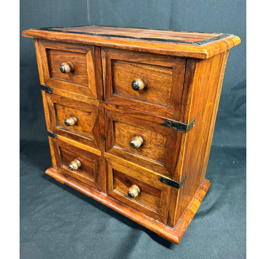 Vintage-Style Indian Wooden 6-Drawer Chest - VIN1262T Vintage-Style Indian Wooden 6-Drawer Chest - VIN1262T
