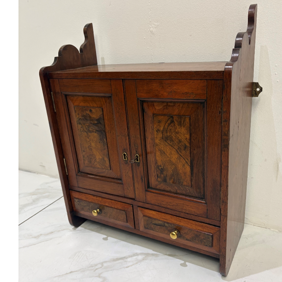 Antique Burr Walnut Lockable Table-Top Cabinet – VIN1279O Antique Burr Walnut Lockable Table-Top Cabinet – VIN1279O