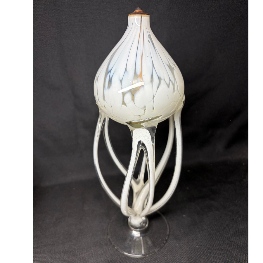 Jozefina Krosno Jellyfish Art Glass Oil Lamp, handcrafted in Poland - VIN1298R Jozefina Krosno Jellyfish Art Glass Oil Lamp, handcrafted in Poland - VIN1298R