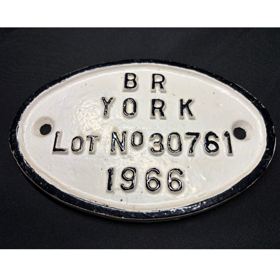 Original British Railways Cast Iron Lot Plate – BR YORK Lot No 30761 - VIN1293K