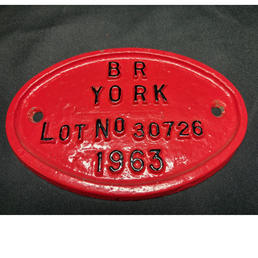 Vintage 1963 BR York Cast Iron Carriage Lot Plate – Lot No 30726 - VIN1293K