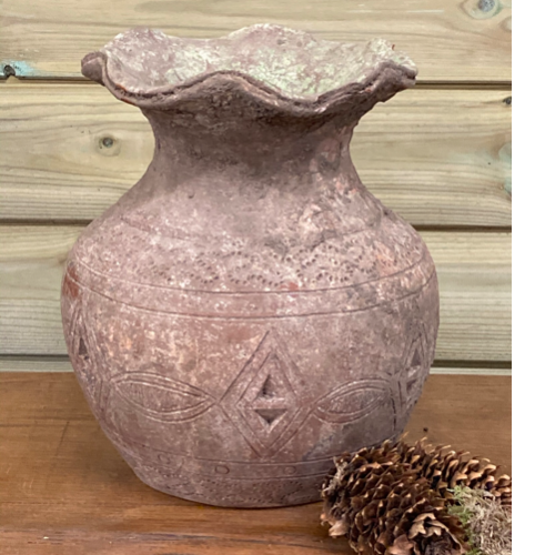 Old terracotta fluted pot