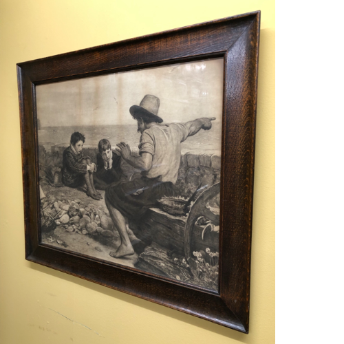 Oak framed picture - man/two boys VIN608R