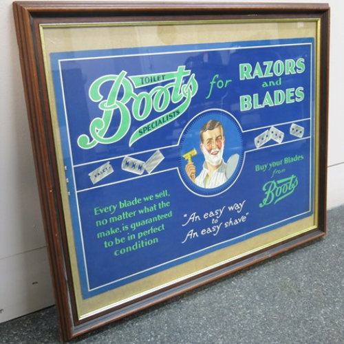 Vintage Boots Razors and Blades Framed Advertisement VIN239A