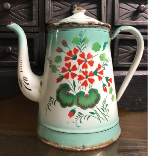 Vintage French enamel coffee pot VIN618W