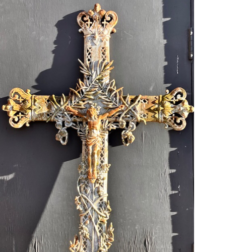 Antique 1890s cast iron crucifix VIN549F (B)